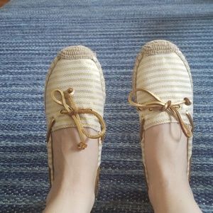 Sperry top-sider gold and beige canvas sz 6.5